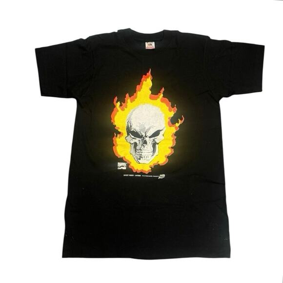 Vintage 1990s Marvel Ghost Rider Flame Skull T-Shirt - Picture 1 of 2
